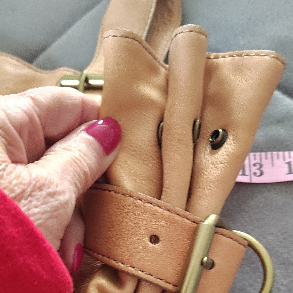 Kooba Natural Tan Elegant Leather Tote with Buckle Accents - Picture 10 of 14